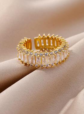 Fashion Gold Color Cubic Zircon Ring for Women Open