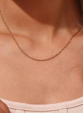 Exquisite Gold Plated Stainless Steel Thin Chain Necklace fo