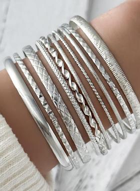 欧美百搭多元素手镯套装女Cross-border bracelet set for women