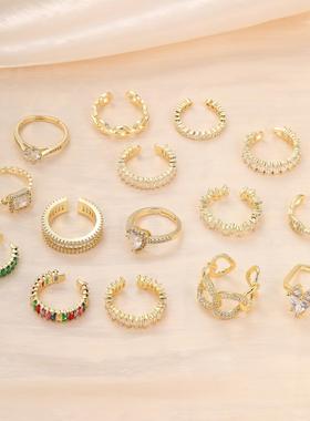 opening rings women爆闪戒指新款小众高级感满钻锆石开口戒指女