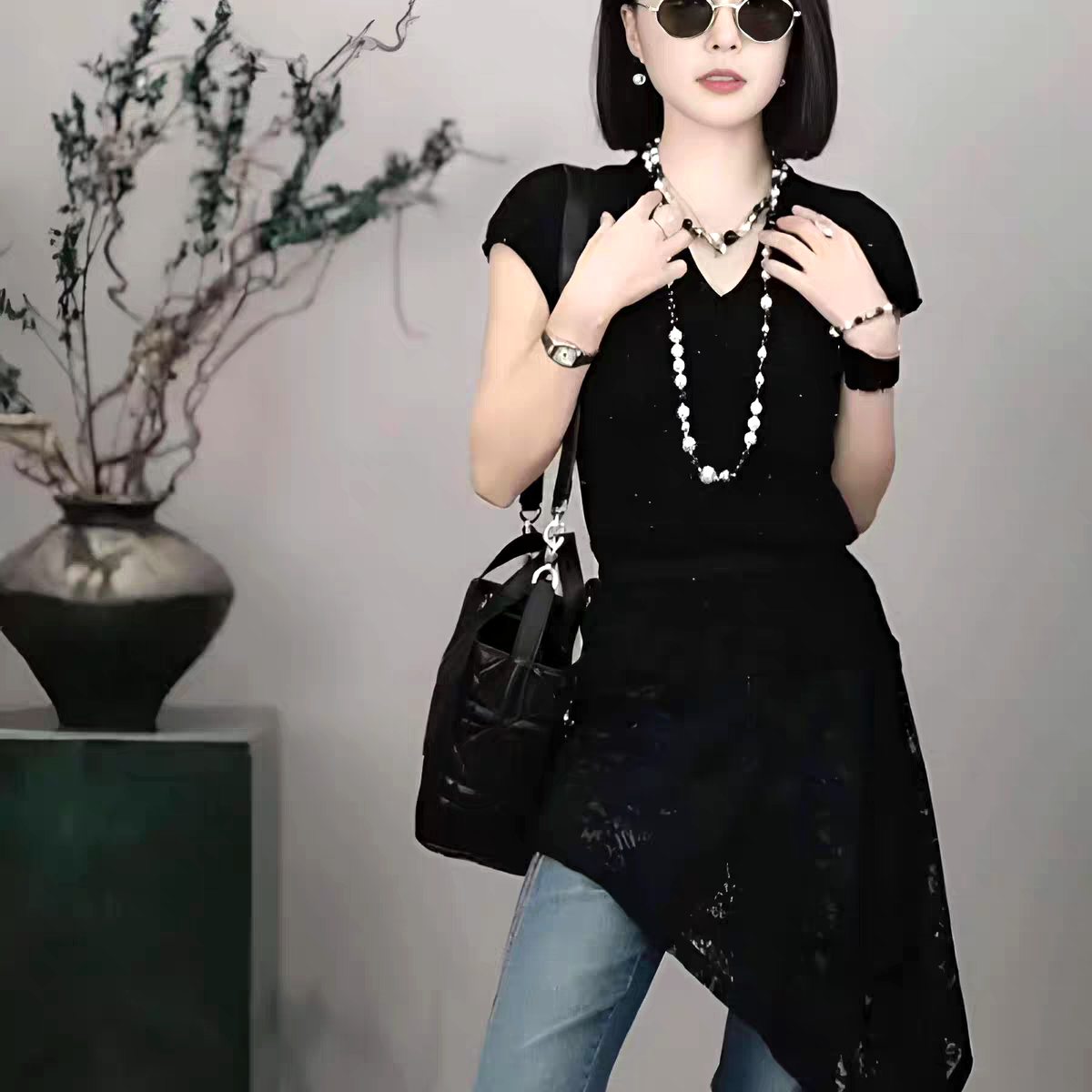 时尚复古百搭设计显瘦蕾丝半身裙屁帘夏季新款不规则2025短裙围裙,淘宝优惠券,粉丝福利购,淘宝优惠卷