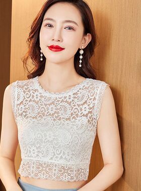 低领假领子新款蕾丝花边无袖短款小个子假领子蕾丝高档百搭