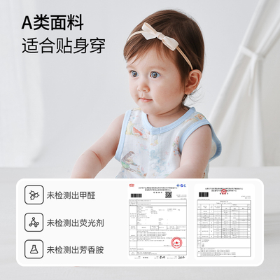 bubble tree新生婴儿透气哈衣男女宝衣服满月宝宝无袖薄款连体衣