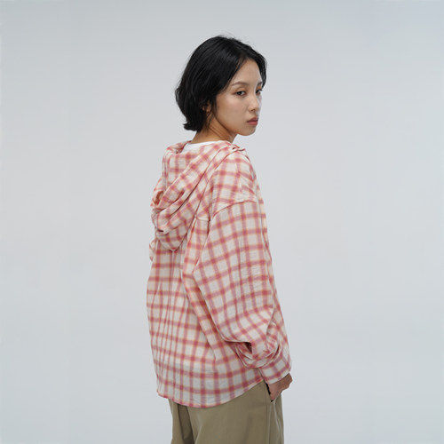 AWT 26SS 〔夏日清透感〕75G轻盈强捻纱格纹遮阳连帽小外套男女 - 图1