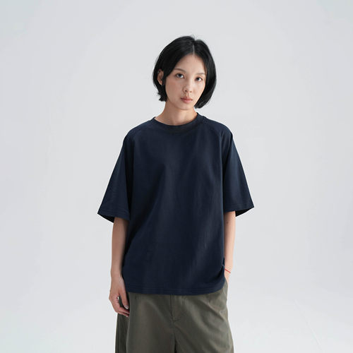 AWT 26SS 〔乱麻肌理〕简约素色休闲宽松插肩袖TEE短袖T恤男女 - 图1