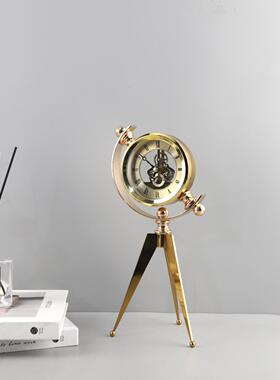 现代约复古怀旧件机械座钟台钟桌面摆客简卧室酒店1463软装厅家居