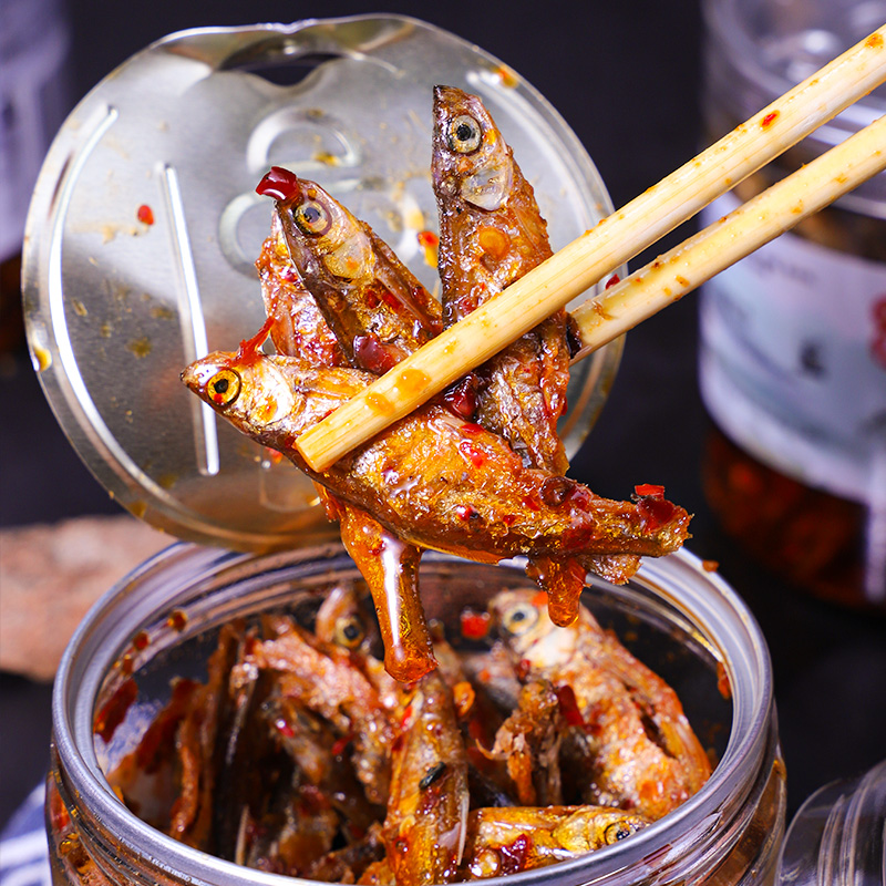 聚美合湖南特产开胃香酥鱼香辣小黄鱼即食小鱼仔休闲零食小吃鱼干