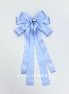 淡蓝色大蝴蝶结长飘带发饰甜美日韩系少女发夹学生演出头饰发卡