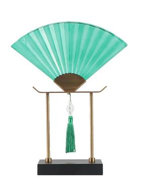 新中式玻璃扇形装饰摆件酒店别墅售楼处展厅玄关书柜样板间软装饰