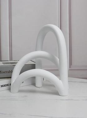 简约现代白色树脂拱形屏风摆件客厅玄关电视柜书房饰品摆设