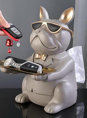 北欧奢客厅装轻饰549摆件抽纸盒家电巾居饰品茶几视柜创意法斗狗