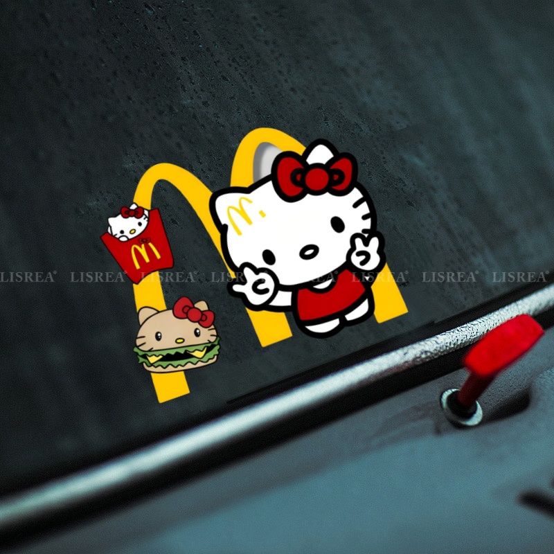 汽车贴纸HelloKitty麦当劳个性创意卡通车贴电动摩托车身玻璃装饰