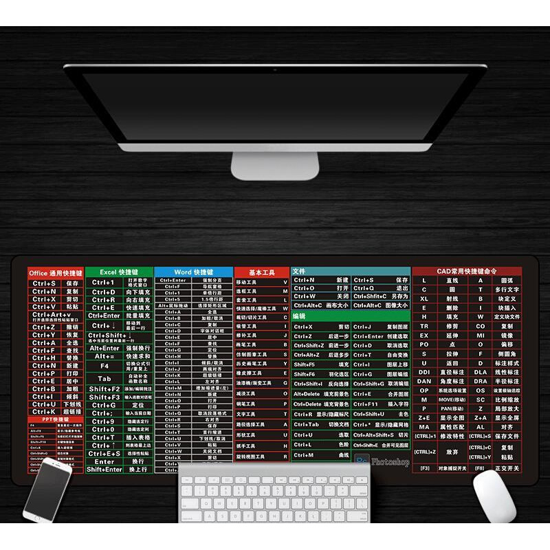 网吧ps快捷方式写字台键盘垫电子表格快捷键鼠标垫网红电脑垫ppt - 图0