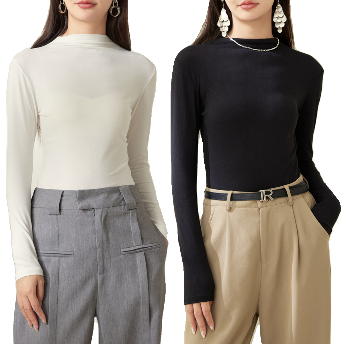 秋季春季百搭面膜打底衫简约百搭半高领打底