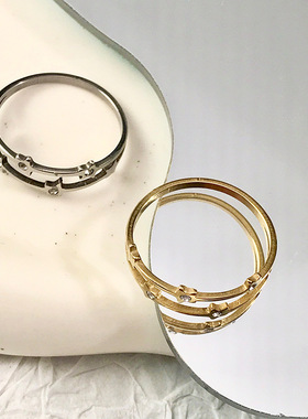 厂家批发女士钛钢戒指星星镶嵌锆石简约清新不锈钢戒指不掉色