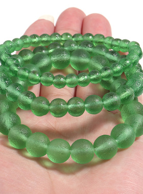 天然捷克陨石能量手串批发 绿玻璃陨石串珠手链义乌配饰高级感