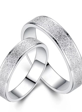 跨境配饰新款创意气质男女首饰戒指不锈钢磨砂情侣对戒厂家批发