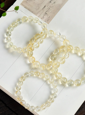 天然黄阿塞水晶手链 黄阿赛水晶手串单圈女款时尚圆珠饰品批发