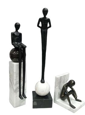 现代样板房创意金属人物大雕塑摆件新中式别墅酒店家居软装饰品