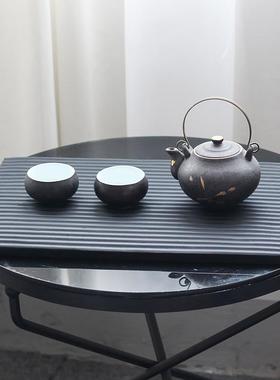 现代创意条纹托盘摆件样板房售楼部卧室书房客厅餐厅茶室软装饰品