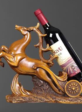 鹿红酒葡萄酒架摆件现代客厅电视柜酒柜博古架装饰品乔迁新居礼品