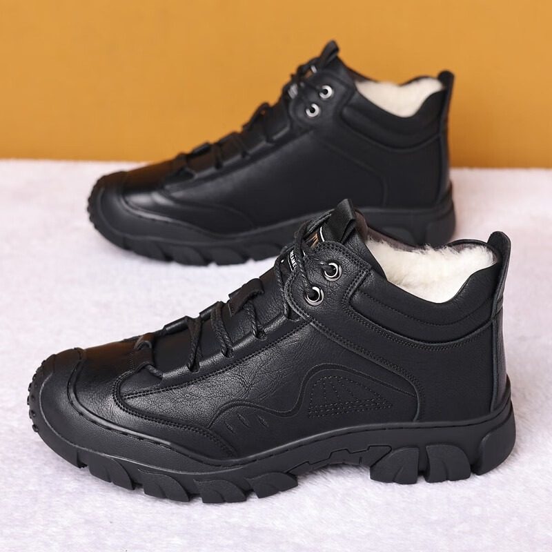 新款羊毛保暖棉鞋男款冬季加绒高帮真皮鞋男士登山爸爸鞋子男鞋靴,淘宝优惠券,粉丝福利购,淘宝优惠卷