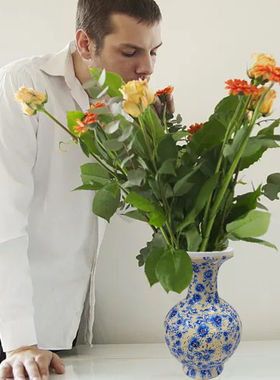 跨境3D拼图花家居简约客厅装饰品摆件干花插花器大花生日礼物