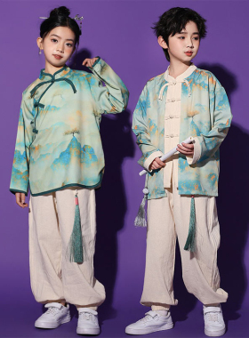新款六一古装新中式中国古风演出服儿童汉服国学合唱表演服男女童