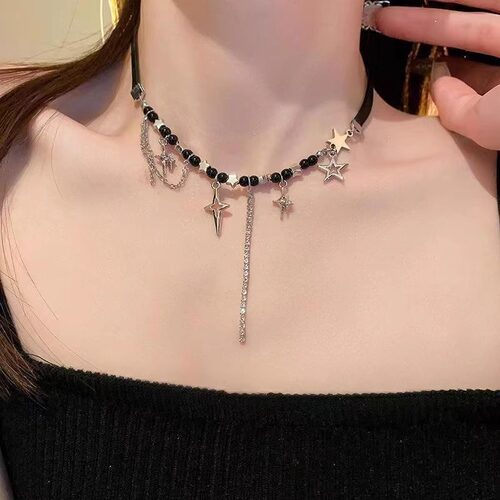 y2k千禧辣妹流苏星星项链ins小众高级感设计嘻哈甜酷锁骨链choker - 图1