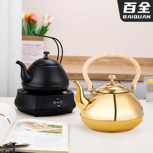 加厚不锈钢餐厅饭店茶水壶泡茶壶烧水壶带滤网酒店家用电磁炉水壶 - 图1