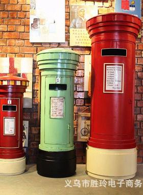 欧式复DXK红色邮古筒装摆件性铁艺模型软个装摄影道具免费lo饰go