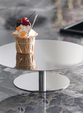 简约轻奢镜面托盘果盘双层水果点心盘样板房酒店餐桌厨房软装饰品