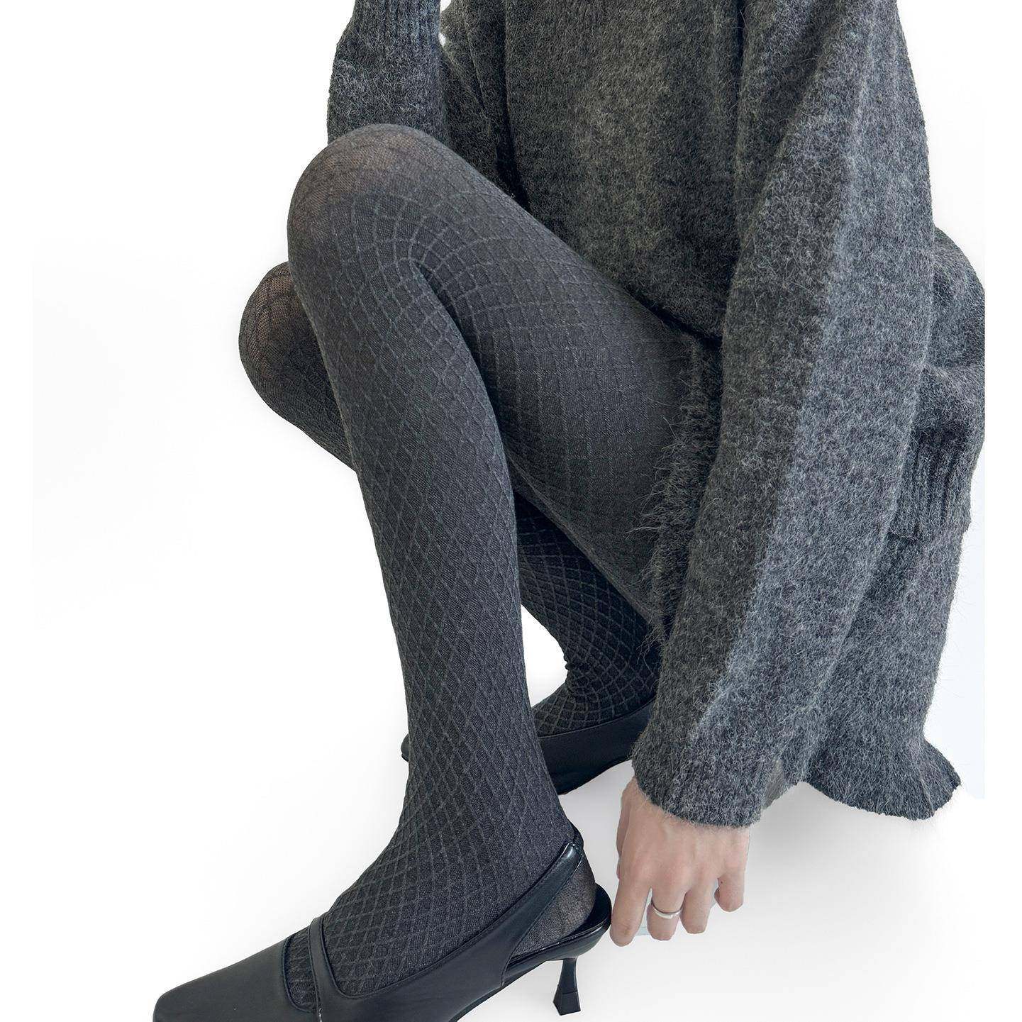 秋冬气质小菱格提花高级感打底裤显瘦连脚灰色连裤袜叠穿百搭裤袜,淘宝优惠券,粉丝福利购,淘宝优惠卷