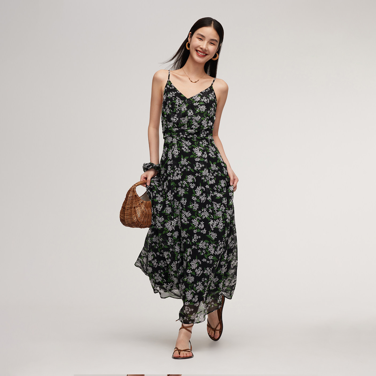 歌莉娅秋季新品10姆米真丝印花吊带裙(配送头花)1E7L4K6C0,淘宝优惠券,粉丝福利购,淘宝优惠卷