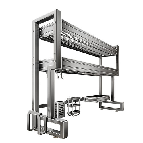 Kitchen sink storage rack for bowls, plates, and dishes, multifunctional drain bowl rack above the sink, cutting board - 图3
