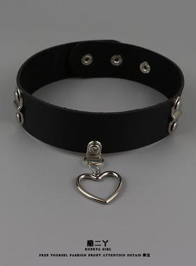 朋克辣妹猫耳项圈宽皮质遮疤痕choker颈带颈圈女仆装cos锁骨链