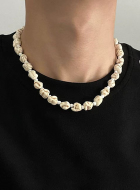 白色串项链男生小众设计高级感