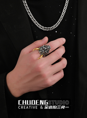 暗黑复古日本般若面具戒指