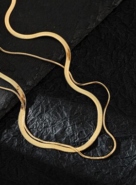 轻奢简约蛇骨链欧美风双层项链女