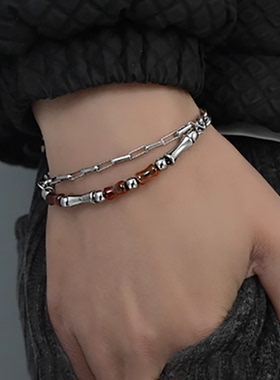 竹节手链男轻奢小众精致冷淡风