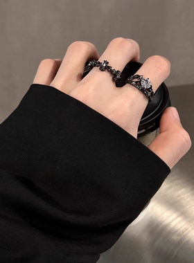 原创暗黑星月戒指男女小众设计