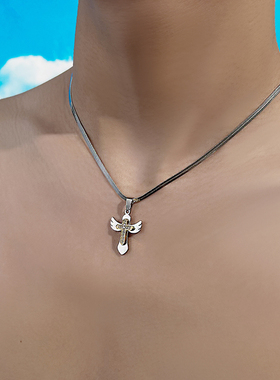 个性十字天使翅膀吊坠