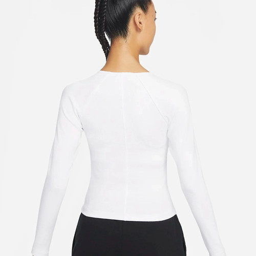 nike耐克女舒适短款休闲拉链紧身长袖T恤鱼骨上衣外套FD2377-100 - 图3