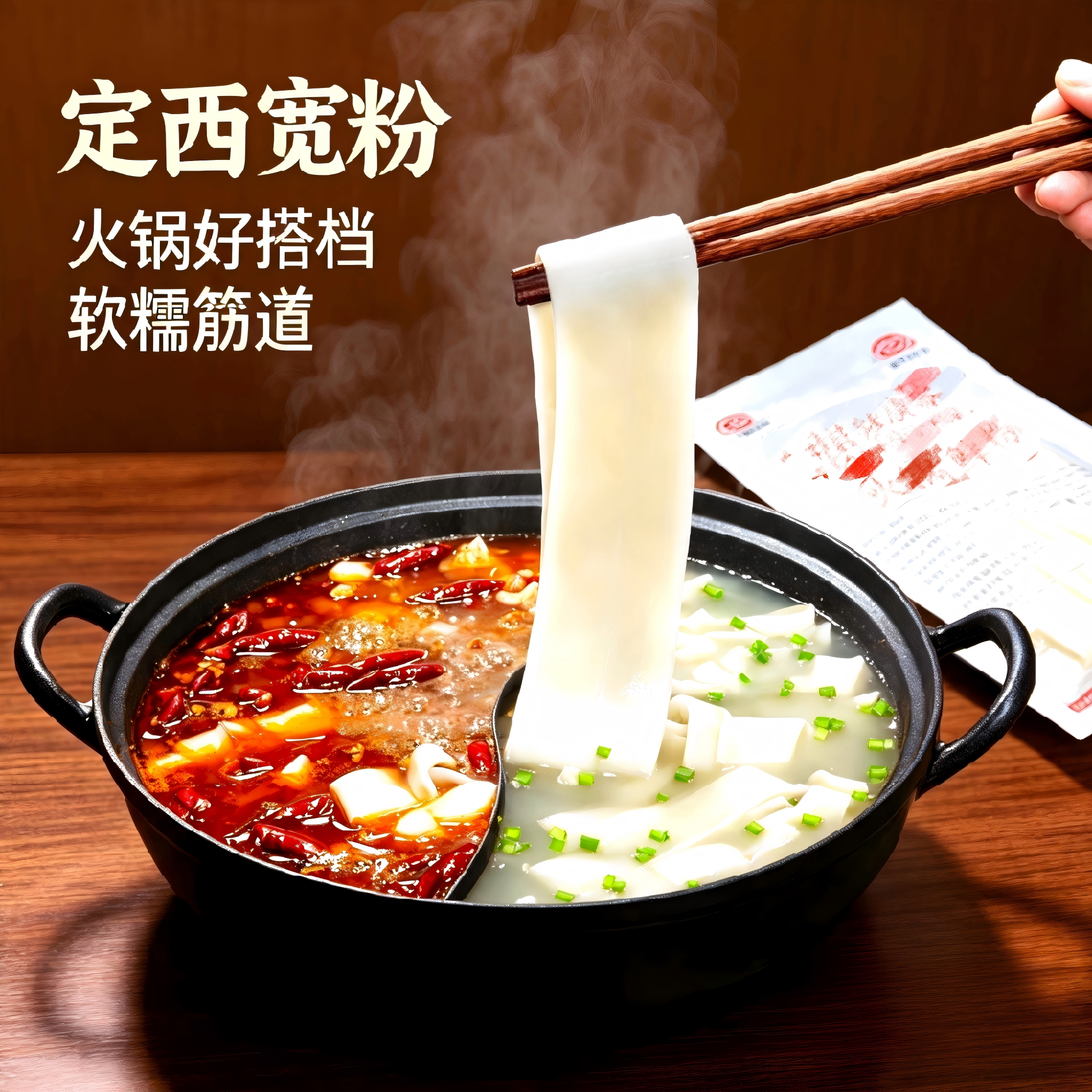 祺然康慕定西宽粉火锅鲜粉真空袋装200g/袋