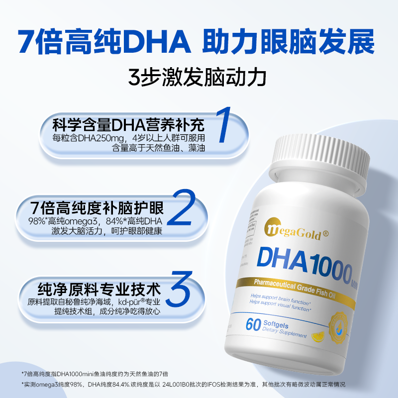 MegaGold青少年dha深海鱼油omega3软胶囊补脑学生护眼,淘宝优惠券,粉丝福利购,淘宝优惠卷