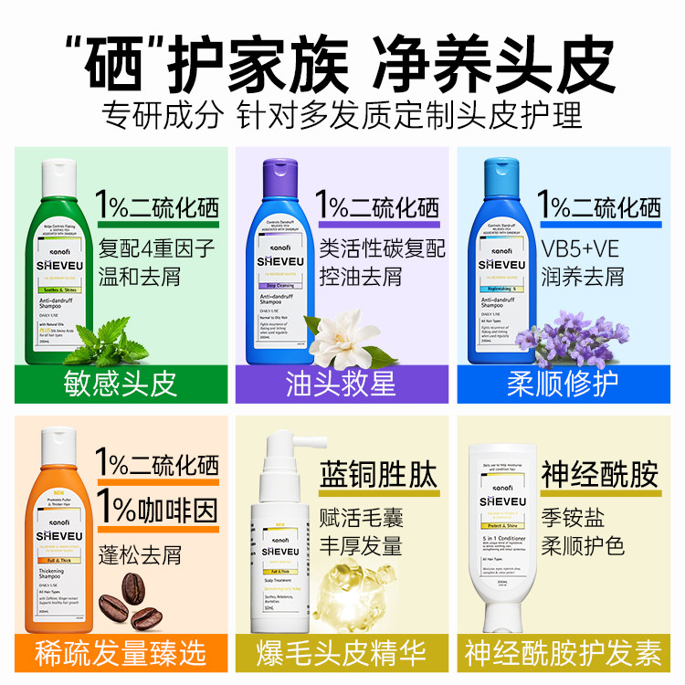 修护滋养二硫化硒控油去头屑止痒澳洲SHEVEU赛逸海外进口洗发水