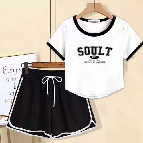 Летний комплект для отдыха, короткая спортивная футболка для школьников, подходит для подростков, по фигуре