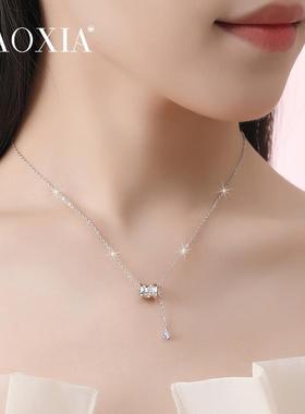 小蛮腰纯银项链女轻奢小众锁骨链2024年新款彩金高级设计感圣诞节