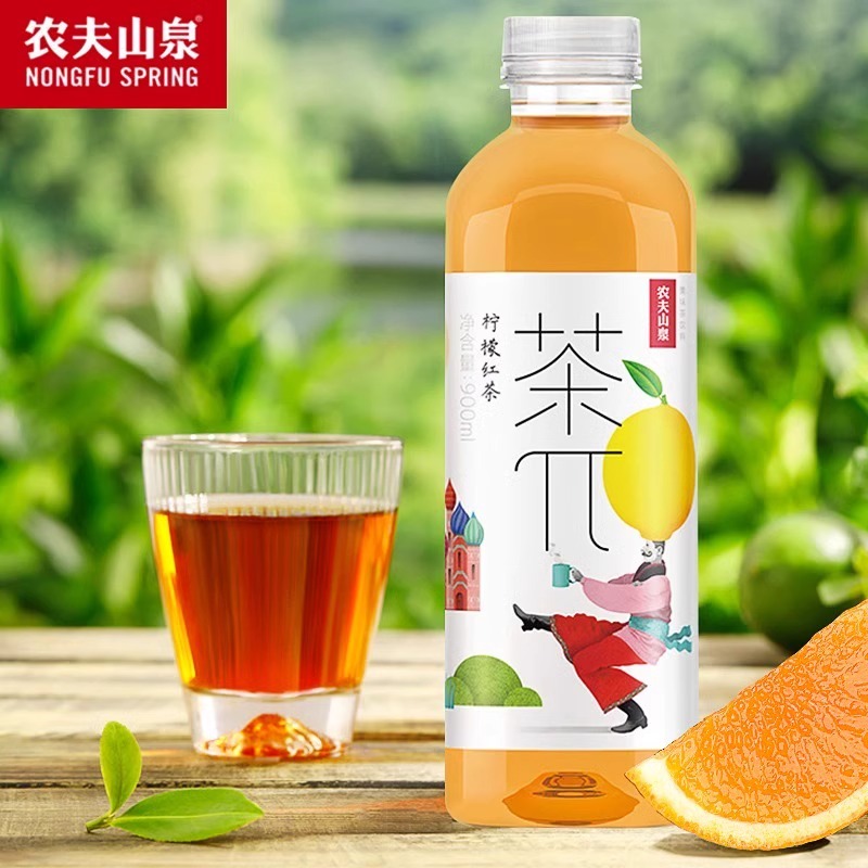 农夫山泉茶π900ml*12瓶装蜜桃乌龙茶青提柠檬茶派饮品果汁茶饮料 - 图0