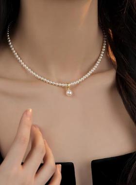 chomelkinsey小米珠珍珠吊坠颈链女轻奢小众百搭高级感锁骨链项链